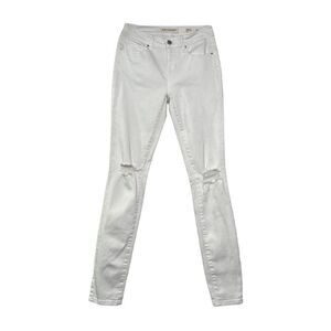 Bullhead Women's White Distressed Low Rise Skinniest Jeans